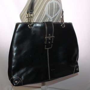 Wilsons Leather Large Jet Black Leather Tote Bag